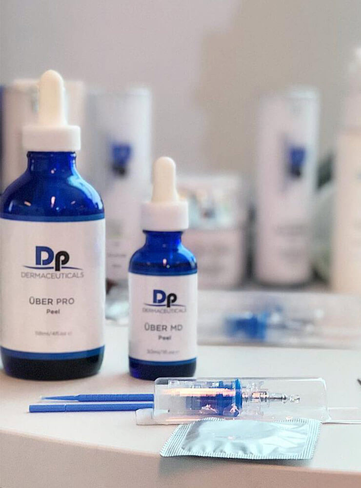 The Uber Pro chemical peel products by DP Thermaceuticals, used by Dr Katey.